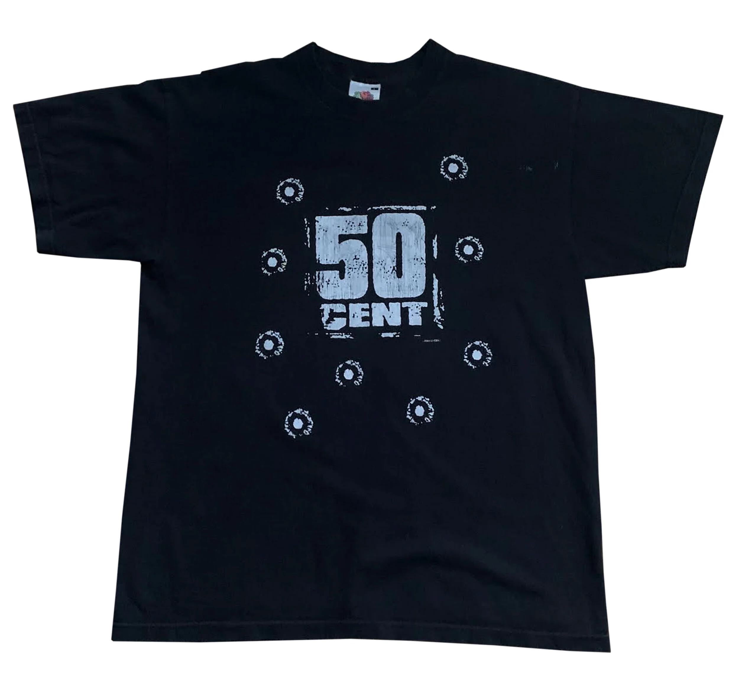 Vintage 50 Cent Bullet Hole T Shirt (Size L,Fits Smaller) — RootsBK